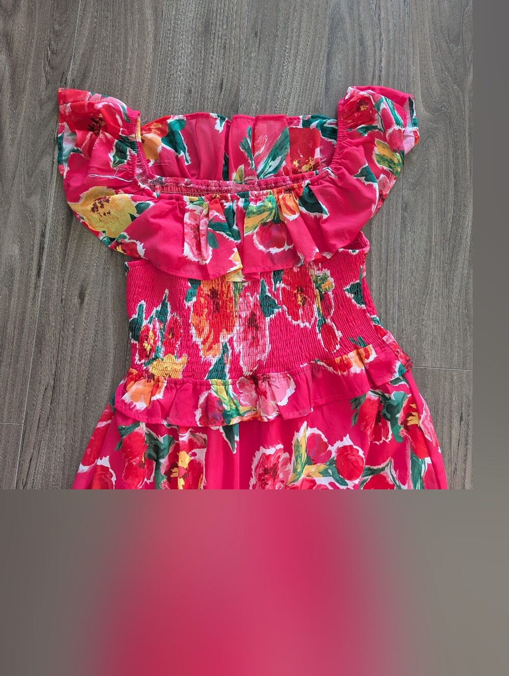 Flying Tomato Hot Pink Floral Sundress Maxi Length (Size Medium) - Picture 3 of 7